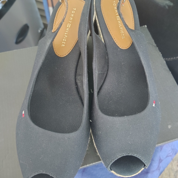 Tommy Hilfiger Black Espadrille Wedges - Picture 1 of 3